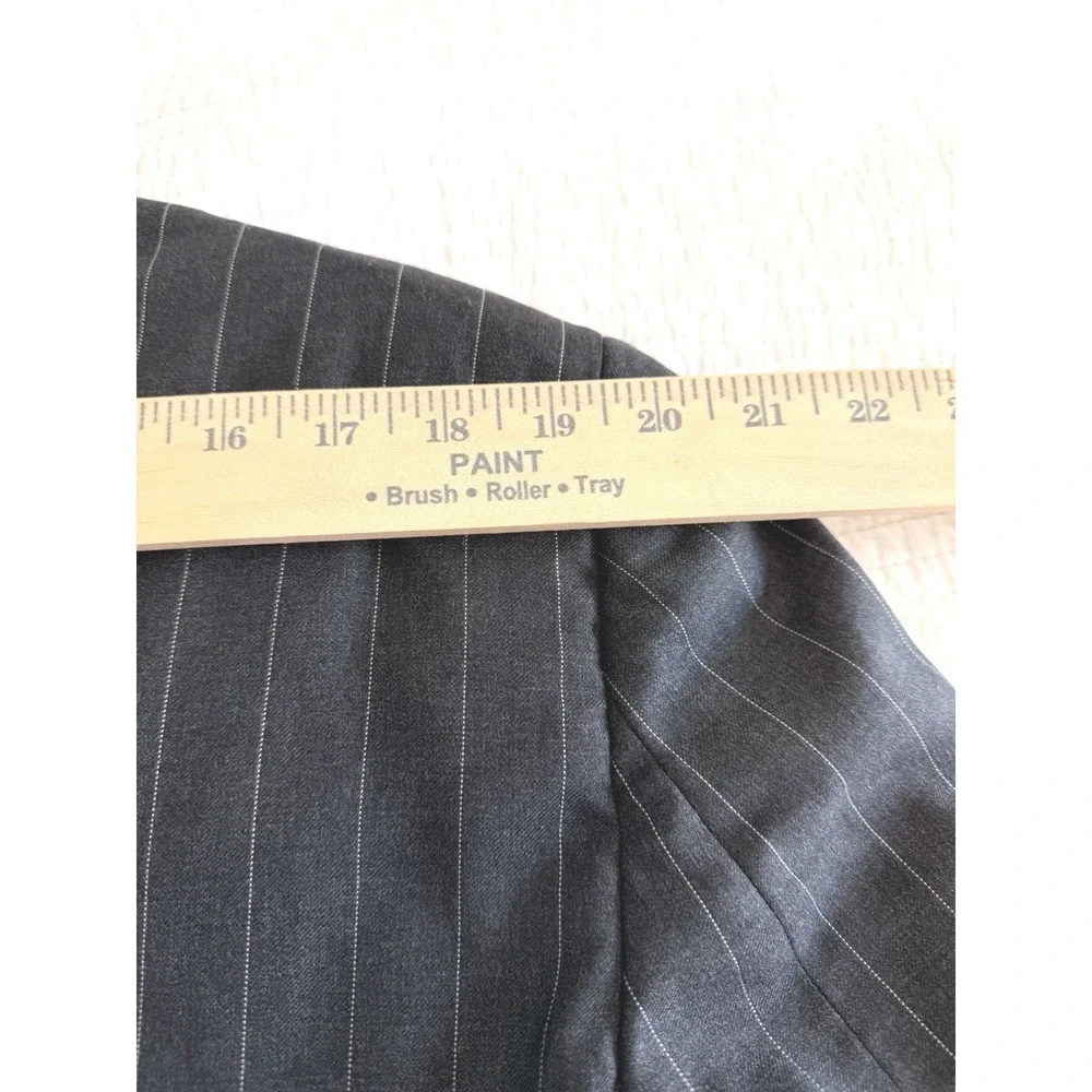 Jos. A. Bank Mens Black Pinstripe Super 100s Merino Wool 2 Piece Suit Blazer 46R